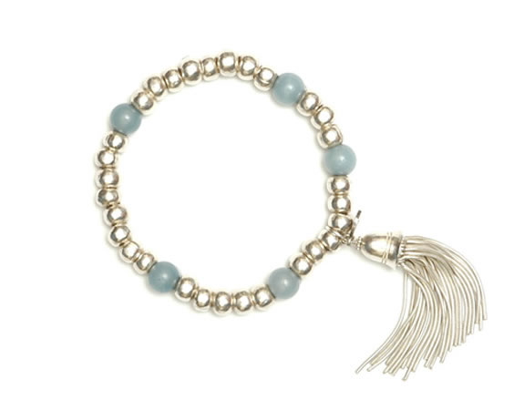 Single Strand Elastic Bracelet with sterling silver tassel