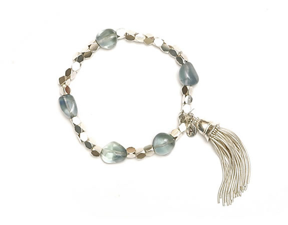 Single Strand Elastic Bracelet with sterling silver tassel Single Strand Elastic Bracelet with sterling silver tassel