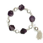 Silver bead round, silver smarty, amethyst,  round ball silver chain tassel [890]