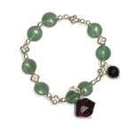 Adventurine, silver bead round, local silver, onyx charm, cut amethyst[882]