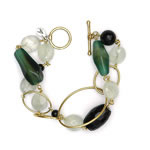 Gold plate, prehnite, obsidian, onyx, green aventurine[3501]