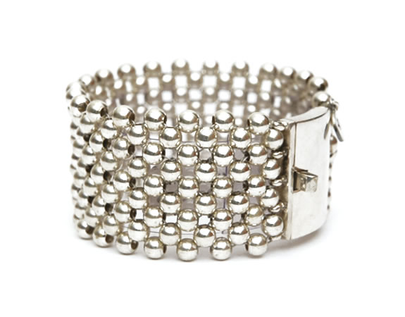 Round Silver beads Bracelet, 4 row