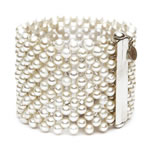 Flat Pearl Bracelet, 6 row[BRF-216]