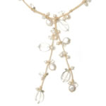 Beige cotton, white coin pearls,white pearls, black diamond crystal clear quartz pebbles,faceted clear crystal[3041]
