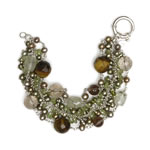 Green pearls, peridot, olivine crystal, cappuccino pearls, tigers eye, smokey quartz and prehnite[401]