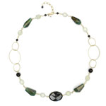 Gold plate, prehnite, obsidian, onyx, green aventurine[3501]