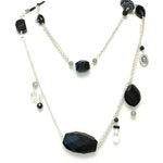 Paris mixed silver long Necklace [NK-734]