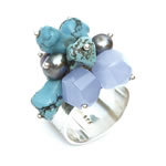 Turquoise, fluorite, chalcedony and grey pearl[4807]