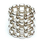 Silver Rice beads Ring, 3 row [RNG-SLV3]