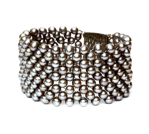 Flat Pearl Bracelet, 4 row