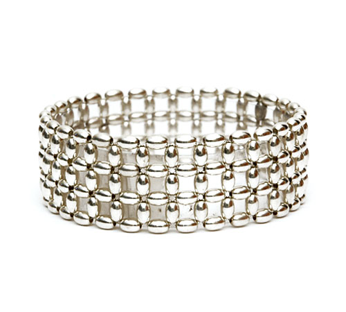 Silver Rice beads Bracelet, 3 row Silver Rice beads Bracelet, 3 row