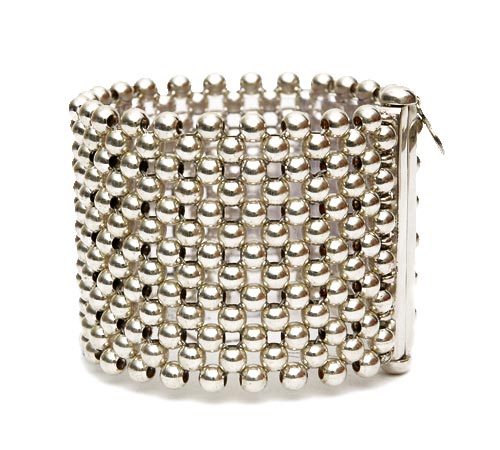 Round Silver beads Bracelet, 6 row