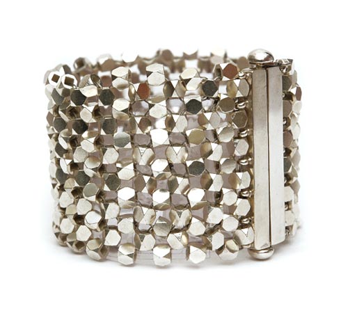 Chunky Tube Silver Bracelet, 6 row