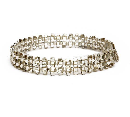 Chunky Tube Silver Choker, 6 row