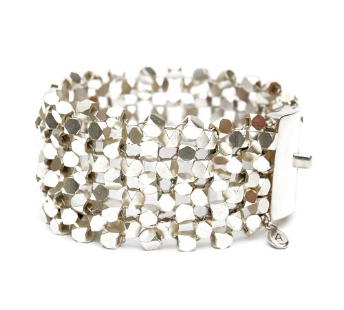 Chunky Tube Silver Bracelet, 4 row