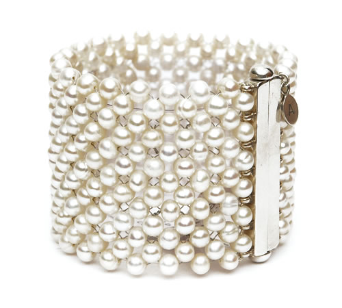 Flat Pearl Bracelet, 6 row
