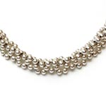 Round silver bead Necklace, 2 row [NK-209]