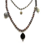 Black pearls, disco glass beaded balls, onyx, black diamond crystals[7102]