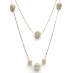 2 Tier Pom Pom Necklace [NK-725]