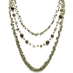 Long Necklace & Earrings, 3 strand [NK-6004]