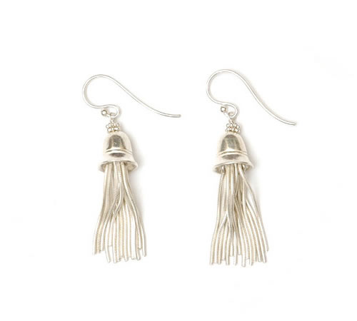 Silver Tassel Bell Earrings