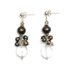 Black cotton, black coin pearls, obsidian, black pearls,labradorite, clear quartz pebbles[3051]