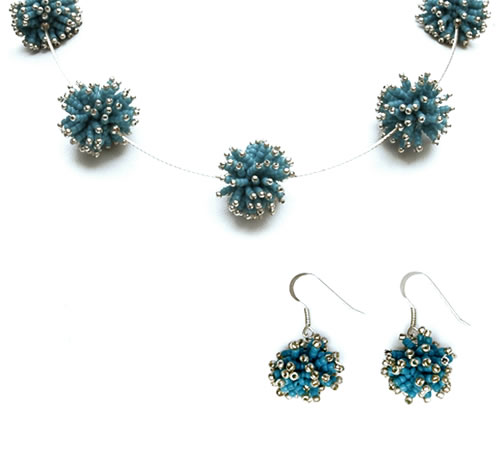 Pom Pom Necklace & Earrings