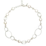 White coin pearl, french silver loops, white pearls, clear crystal stone and silver[3503]