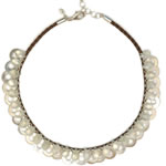 Silver, prehnite, chocolate leather[378]