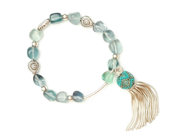 Single Strand Elastic Bracelet with sterling silver tassel Single Strand Elastic Bracelet with sterling silver tassel