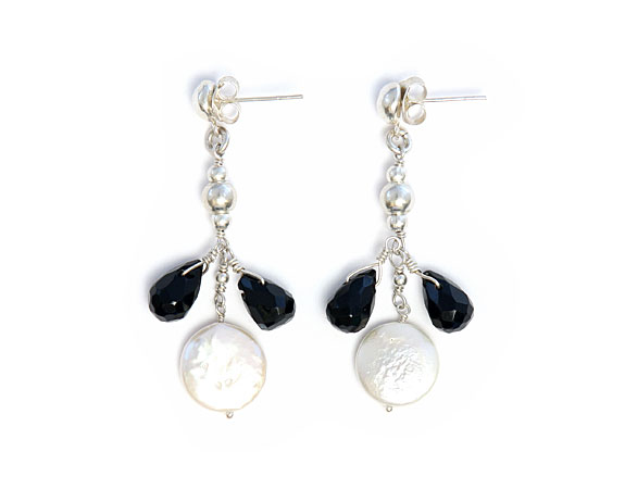 3 Coin Pearl Earring