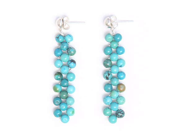 Flat Pearl Earrings, 2 row