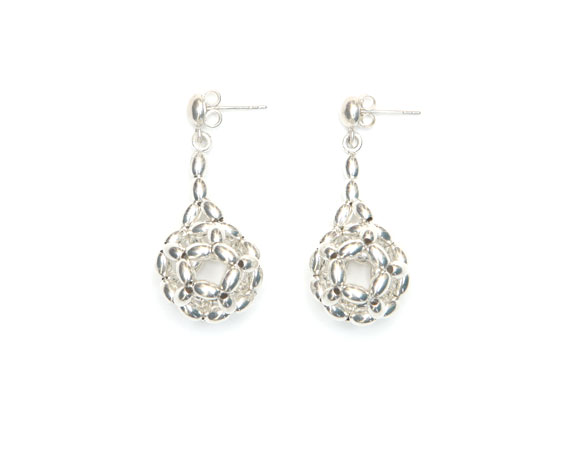 Basket Weave Silver Drop Earring