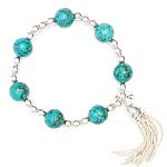 Single Strand Elastic Bracelet with sterling silver tassel[BR-EL-03]