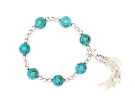 Single Strand Elastic Bracelet with sterling silver tassel