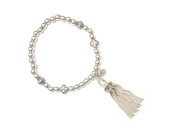 Single Strand Elastic Bracelet with sterling silver tassel