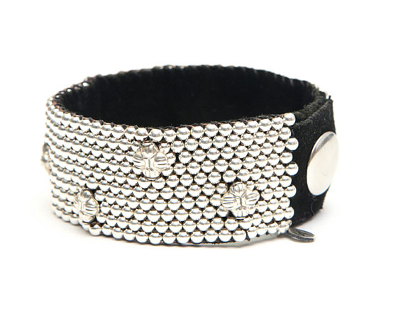 Buttoned Silver Cuff (on black)