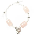White cotton, white pearls, silver beads, clear quartz and rose quartz[2012]