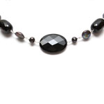 Black pearls, black coin pearls, clear and jet crystals and silver beads[3043]