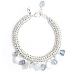 Silver mesh, white coin pearls, fluorite pebbles[7702]