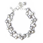 Knotted Pearl and Silver Bracelet [BR-931 S]