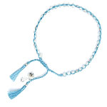White pearls and sterling silver beads with Turquoise cotton[5807]